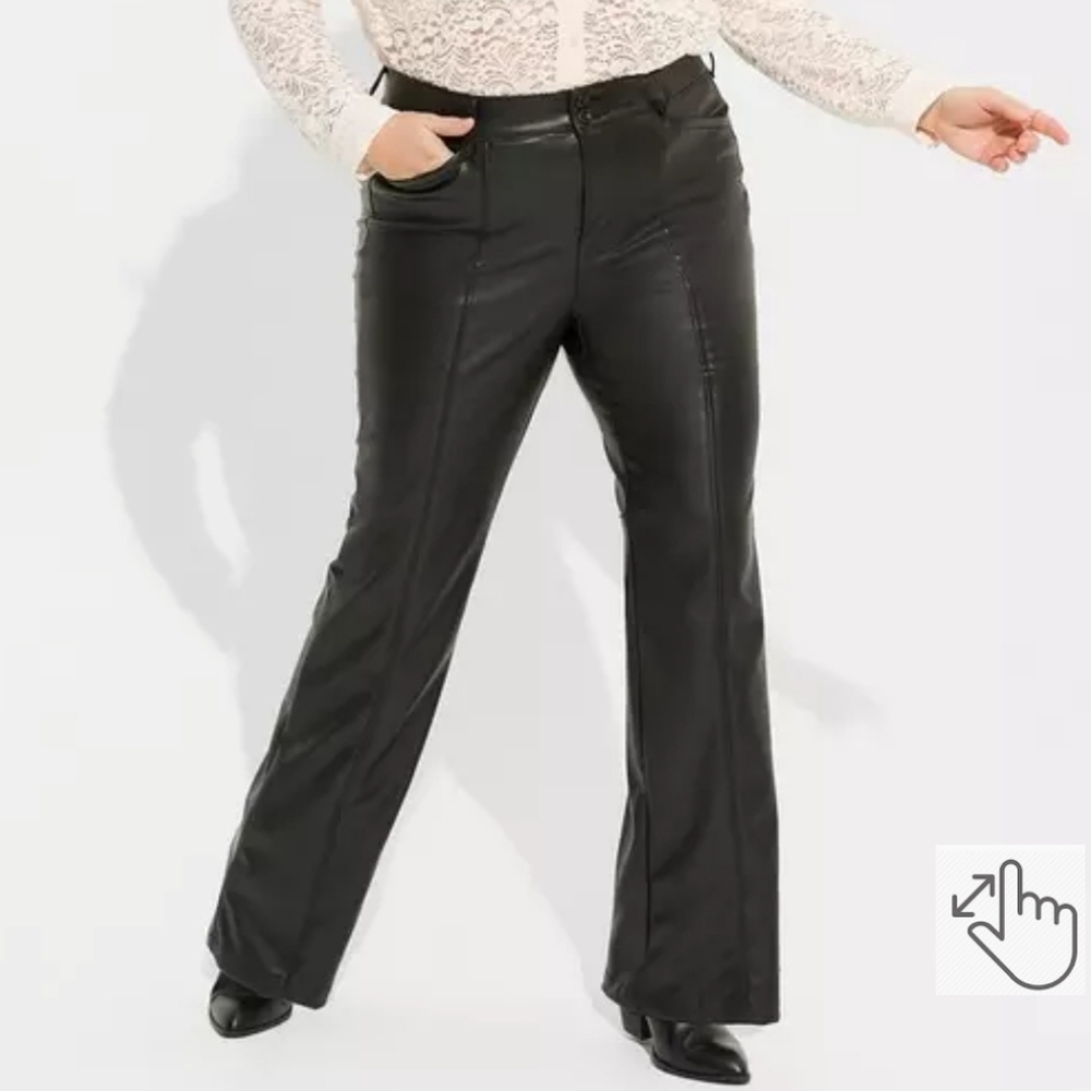 Torrid Pintuck Trouser Boot Faux Leather High Rise Pant Size 14R